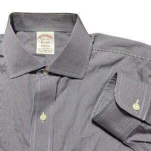 Brooks Brothers Madison Dress Shirt Mens 15.5 33 Non-Iron Supima Cotton Check
